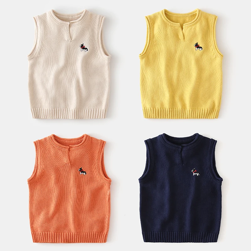 

2-8y Baby children clothes knitted sweaters vest boys & girls waistcoat winter o-neck sleeveless sweater roupas infantis
