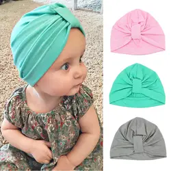 Демисезонный Хлопок шапочки детская шапка для малышей Шапки Девушка Богемия Стиль Карамельный цвет шапочки для новорожденных Подставки