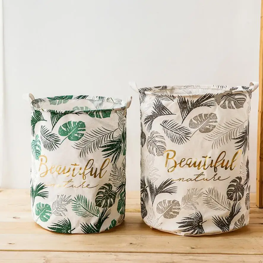 

The New leaf Laundry Hamper Folding Waterproof Clothes Storage Baskets Home decoration Storage barrel kids toy organizer basket