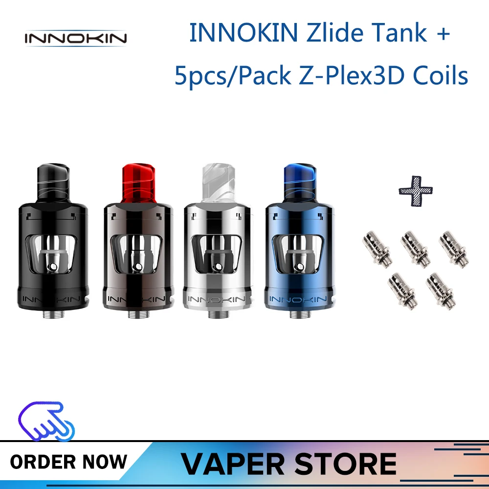 

Original Innokin Zlide Tank Add 5pcs Z-Plex3D Coil 0.48ohm Vape Atomizer 2ml Capacity Electronic Cigarette VS Uwell Crown 4 Tank