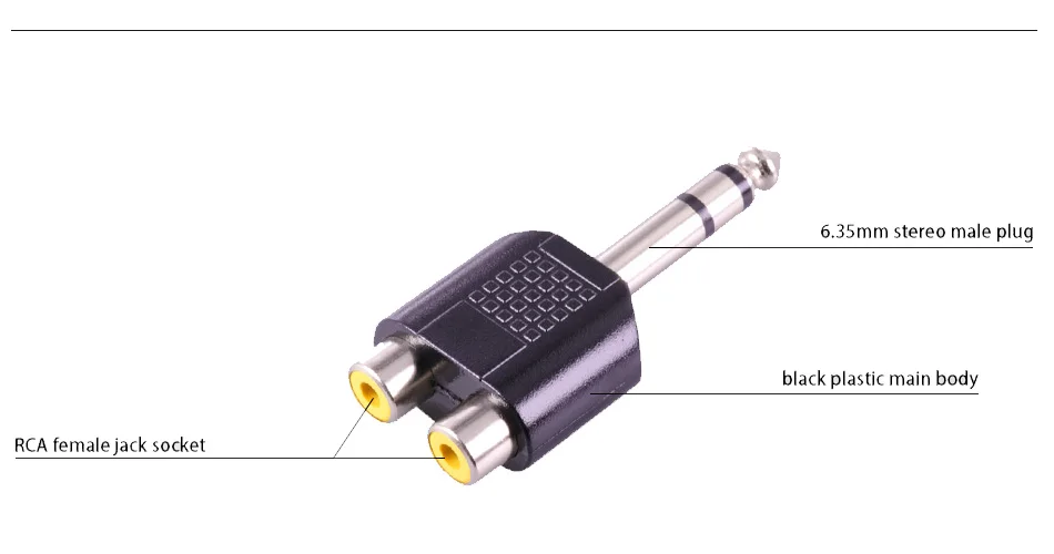 10 шт. Двойной RCA Женский Домкраты до 6,35 мм 3-полюсный стерео штекер аудио адаптер 6,35 мм разъем RCA аудио разъем конвертер