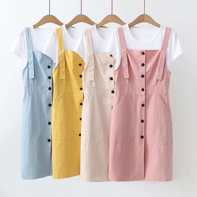 

Mr.nut 2019 summer new women's buttoned access control strap skirt two-piece fresh and sweet college wind ladies suit