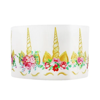 

David accessories 3''75mm unicorn horse printed polyester grosgrain ribbon 50 yards,DIY handmade materials,50Yc3553