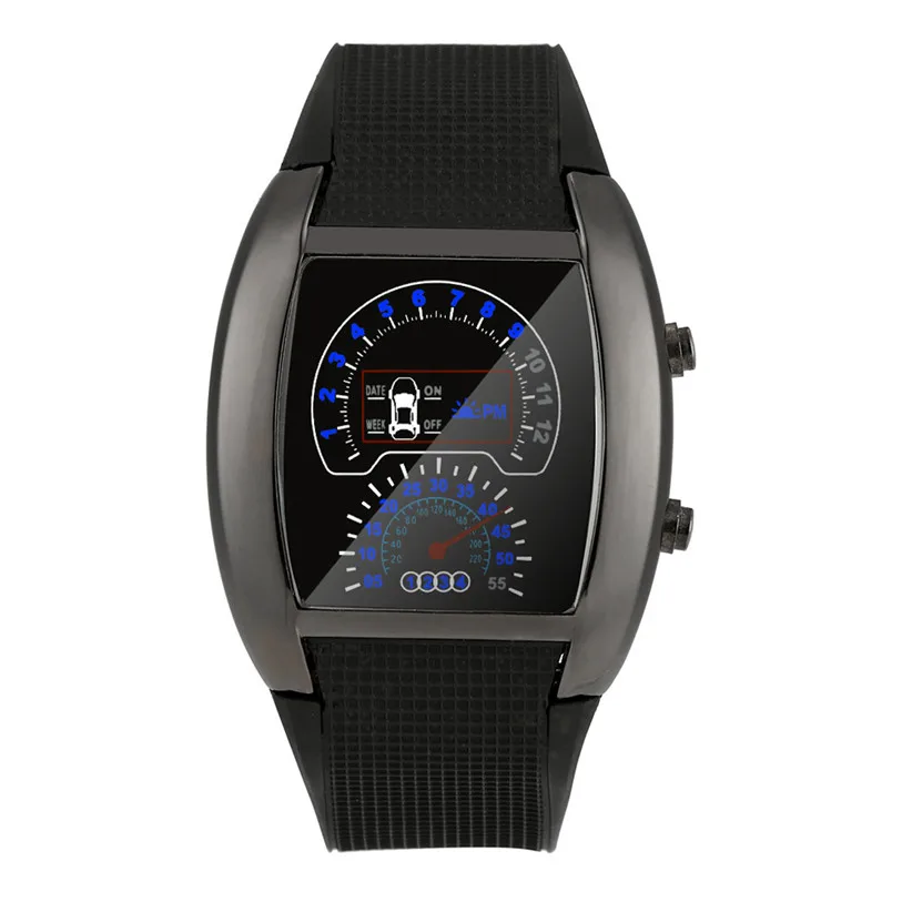 

Free Dropping Wholesale relojes hombre 2017Fashion Aviation Turbo Dial Flash LED Watch Gift Mens Lady Sports Car Meter au3