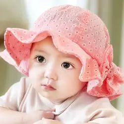 Для маленьких девочек розовый Панама малышей Детская солнцезащитная Кепка открытые летние для маленьких девочек Летняя шляпа Панама