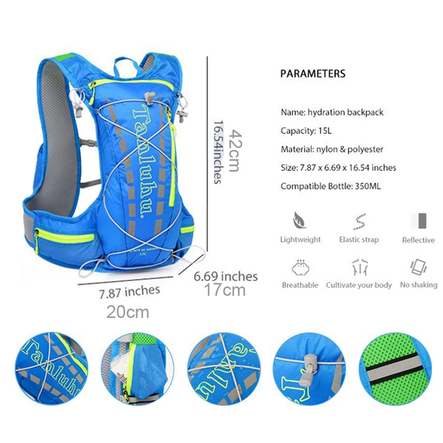  Lightweight Running Hydration Vest Backpack 15L Outdoor Trail Running Marathon Cycling Hiking Climb - 32967188062