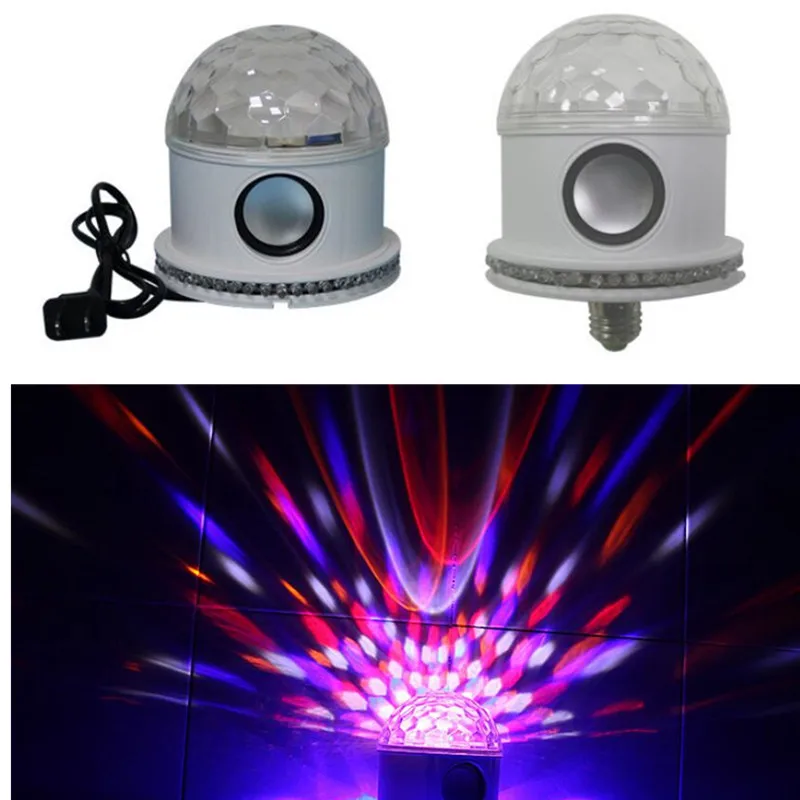 Crystal Ball Lamp Bluetooth Remote Wireless Music Speaker E27 Auto Rotating RGB LED Bulb Stage Light DJ Party Lamp Holiday Bulb
