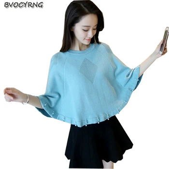 

New Korea 2017 Fashion Loose Batwing Shawl Coat Pure Color Round Collar Short Sexy High-end Sweater Coat Q562