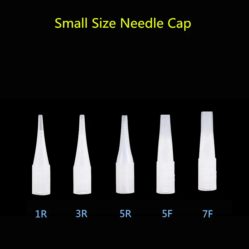 200Pcs/Bag Small Size Tattoo Needle Tips 1R/3R/5F/7F Long Needle Nipples Caps For Permanent