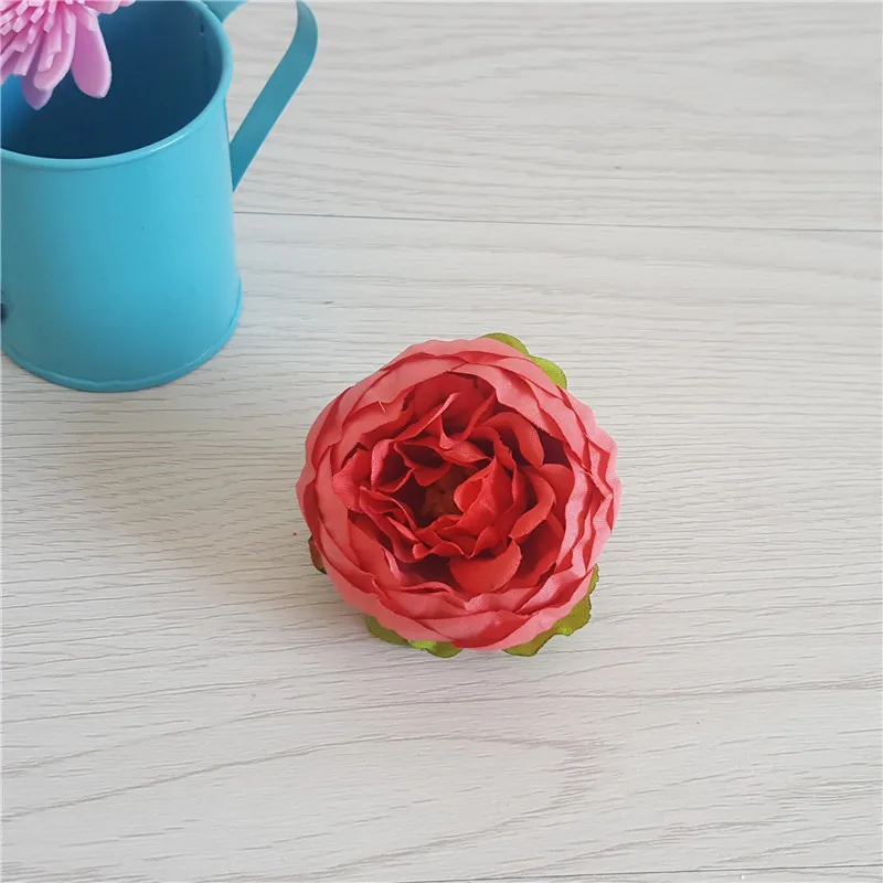 5pcs/lot 5cm High Quality Peony Flower Head Silk Artificial Flowers Wedding Decoration DIY Garland Crafts Fake Flowers Flores - Цвет: Красный