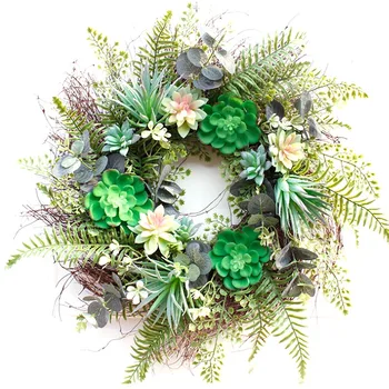 

Hanging Artificial Succulent Flower Wreath for Home Garden Front Door Walls Fake Flower Garland Christmas Wedding Decoration