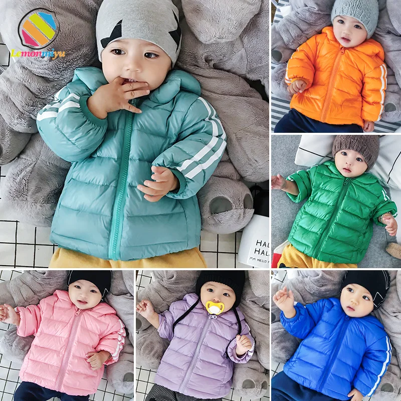 

Lemonmiyu Baby Baby Winter Warm Down Jackets 2018 Snowsuits Six Color Available Solid Hooded White Duck Down Children Jackets
