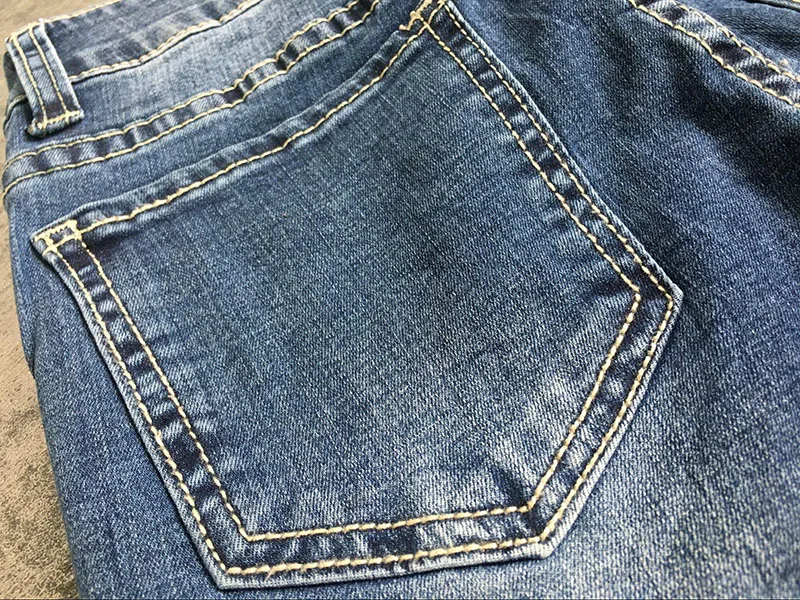 2018 Европейский Для женщин джинсы сторона полосы розовый промывают тонкий эластичный Средний Талия полной длины карандаш брюки новые
