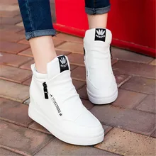 New 2016 Winter Fashion Brand Design Women High Top Shoes Zip Solid Sexy Casual Women Elevator Shoes Zapatillas Deportivas Mujer