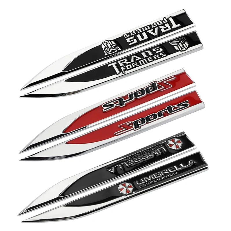 

2Pcs Car Decorated 3D Vent Air Flow Fender Sticker Decal Automobile Engine Cover Side Stickers