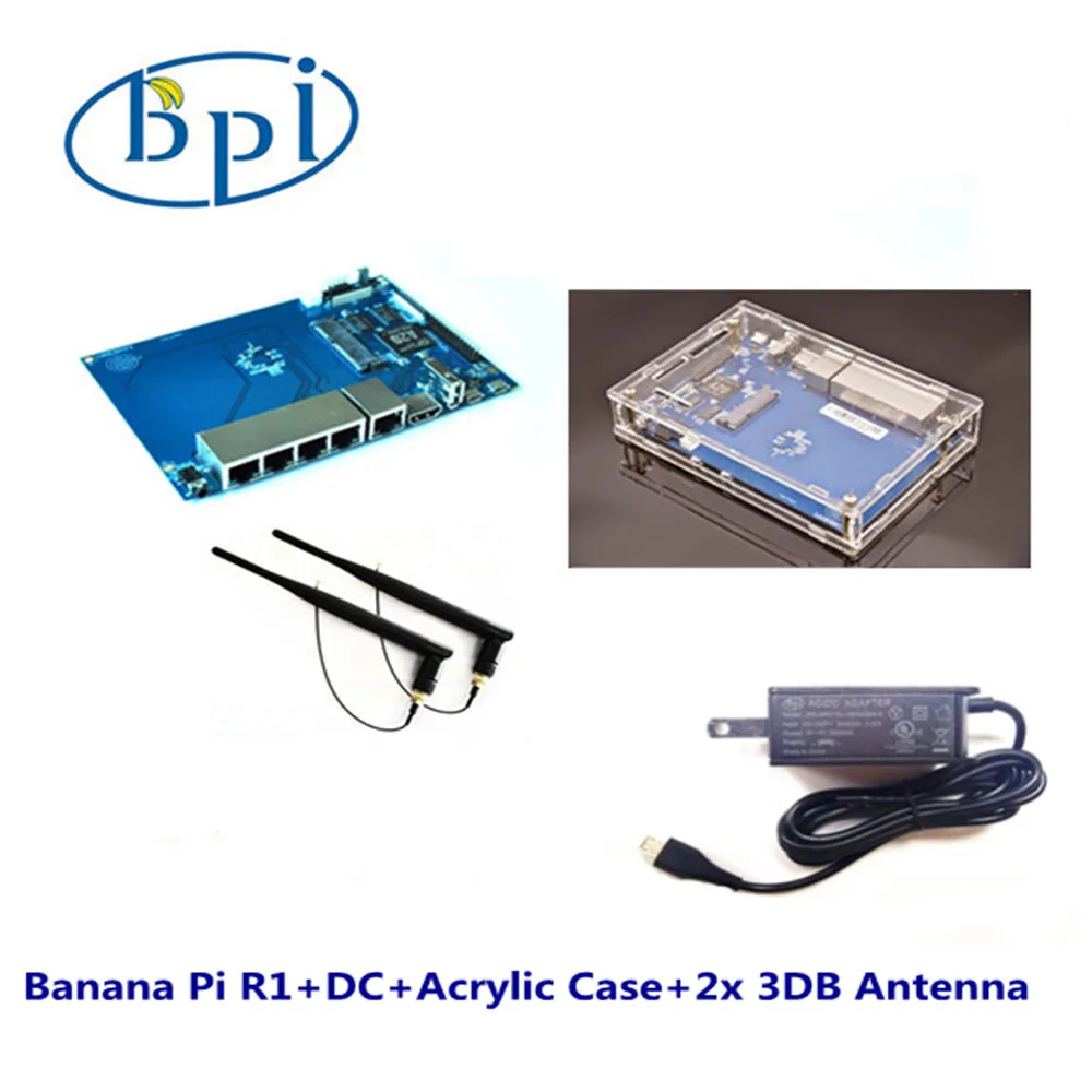 

Whole Set 4 1pcs BPI-R1 Router Board+ Case+ Power Adapter+3DB Antenna