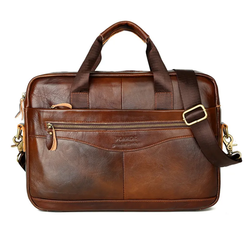 Высококачественный портфель из натуральной воловьей кожи, мужские сумки из натуральной кожи, сумки через плечо, мужские деловые сумки-мессенджеры для ноутбука
