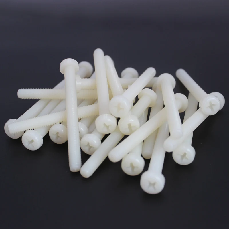 

100pcs Plastic Bolt M6 long 10mm to 80mm phillips round head