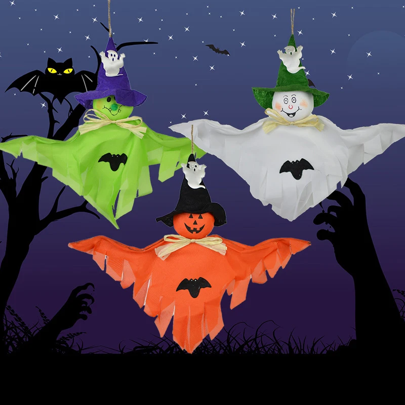 1x Halloween Scary Props Garland Pumpkin Spider Hanging Ghost Paper Party Decor 3 Colors
