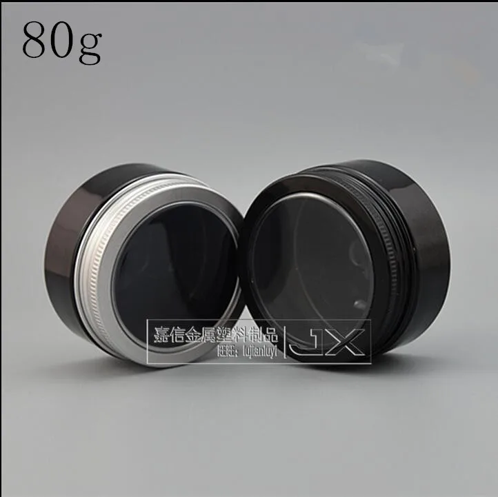 free-shipping-80g-ml-black-plastic-empty-packaging-jar-with-clear-window-screw-lid-cream-pomade-empty-cosmetic-containers