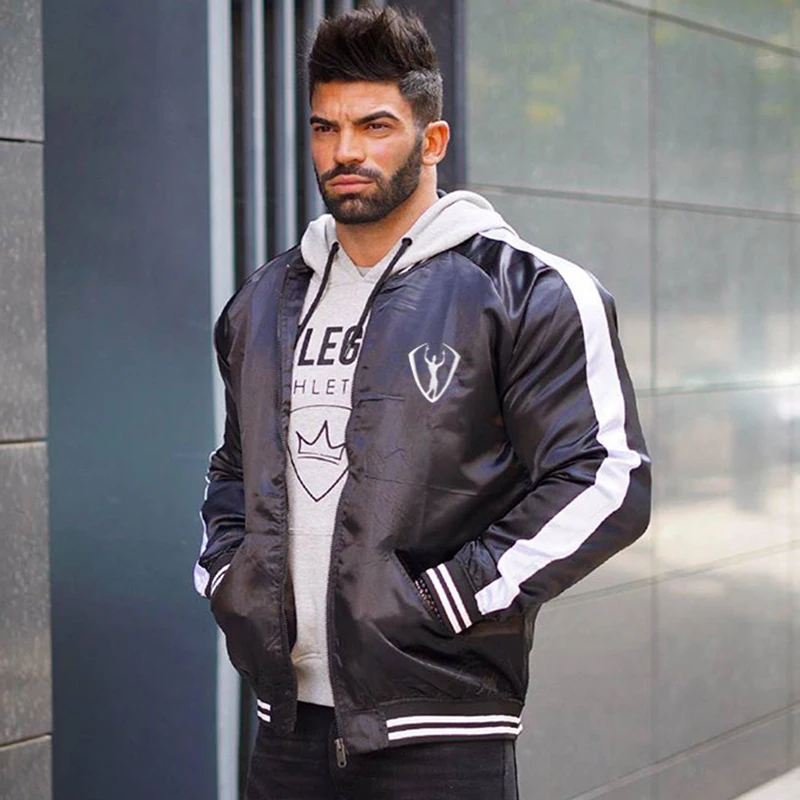 

Basic Jackets Autumn Winter Running Jacket Coat Men Fitness Bodybuilding Bomber Down Jacket Male Sweatshirt Joggers Gym Mens Top