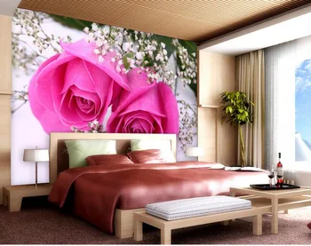 

Home Decoration pink rose Mural 3d wallpaper 3d wall papers for tv backdrop wallpaper 3d flowers