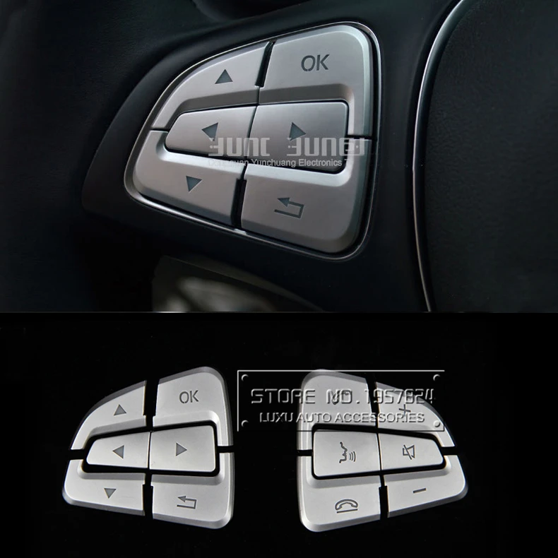DEE ABS Car Accessories for Mercedes-Benz VITO 2016 Interior Steering Wheel Buttons Switch Trim Strip Chrome Brilliant Plate | Автомобили