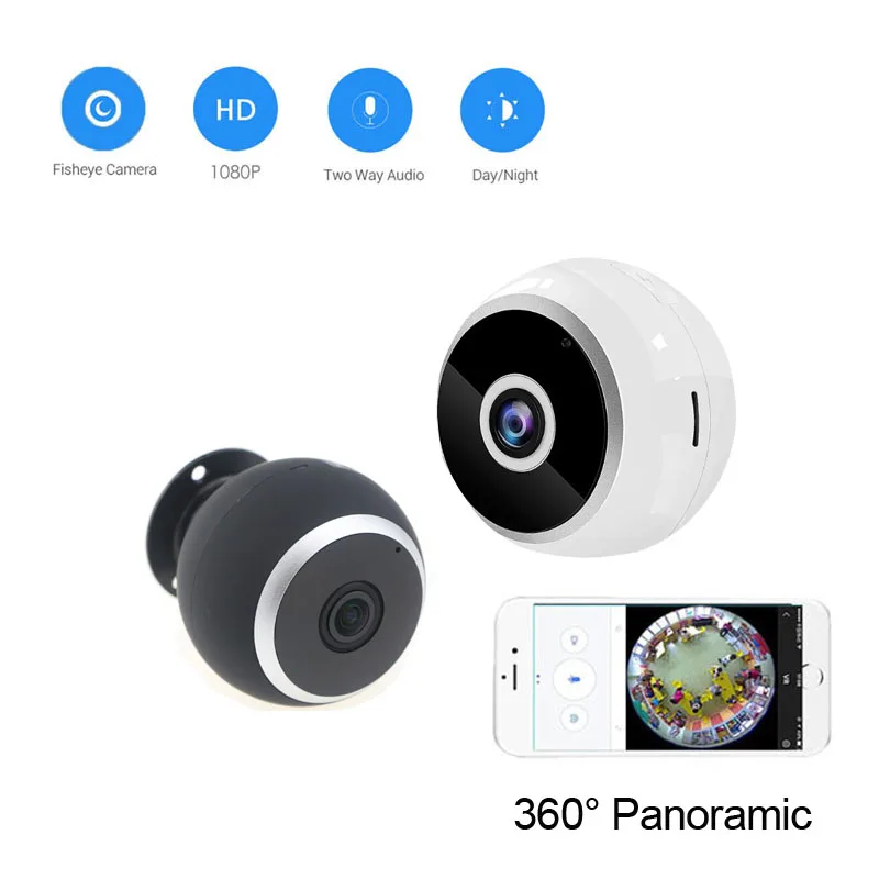 

360 Panoramic Wireless IP Camera Home Security Fisheye MINI Dome 3D VR CCTV Camera TWO Way Audio IR Night Vision TF Card Slot