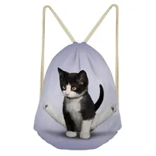 ThiKin сумка на шнурке женская сумка на ремне для 3D йоги кошки собаки печати девушки Милая Повседневная сумка легкий детский Ранец