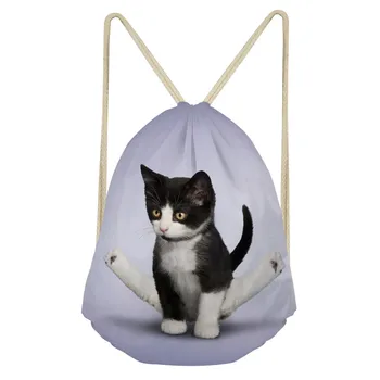 

ThiKin Drawstring Bag Women's Shoulder Bag for 3D Yoga Cat Dog Printing Girls Cute Daily Bag Lightweight Kids Satchel