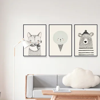 

3Pcs Animals Oil Painting Printed On Canvas Colorful Wall Pictures For Living Room Home Decor