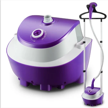 

Household two-pole steam hanging ironing machine with hand holding a mini electric iron ironing clothes ironing machine