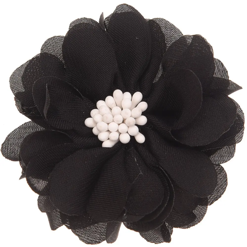 10PCS Chiffon Flowers blossom Hair Accessoreis Wedding decoration flower No Hair Bow Barrette Boutique Head wrap DIY Accessory - Цвет: Black