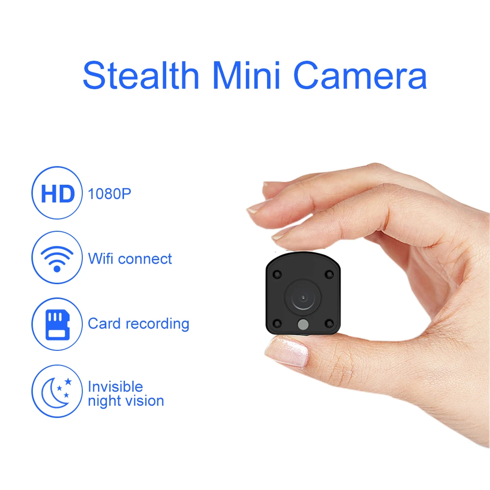 

Mini Wireless WiFi IP Camera 1080P 2.0MP Security Remote Monitor Small Cam Night Vision Motion Detection 64G TF Card Record