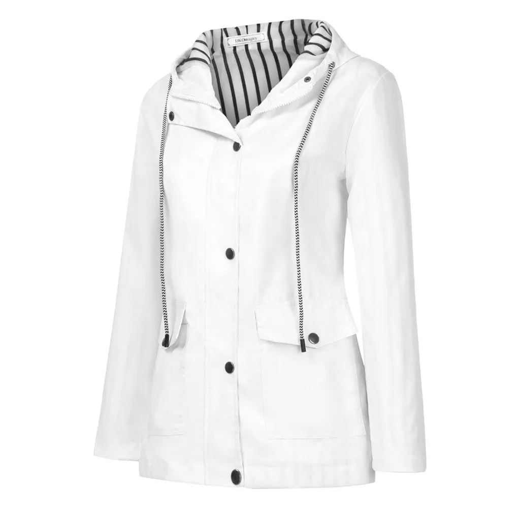 

2019 Autumn and Winter New Fashion Hot Sale Women Solid Rain Jacket Outdoor Plus Waterproof Hooded Raincoat Windproof A55