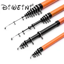 2.4M 3.0M 3.6m 4.5m 5.4m 6.3m Orange Super Hard Carbon Spinning Fishing Rod Telescopic Sea Fishing Pole Spinning Sea Rod