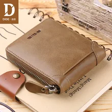 DIDE 2018 Fashion Men's Wallets Vintage Genuine Leather Wallet Zipper Coin Purse Credit ID Card Holder Khaki Short Wallet men DIDE 2018 Fashion Men's Wallets Vintage Genuine Leather Wallet Zipper Coin Purse Credit ID Card Holder Khaki Short Wallet men