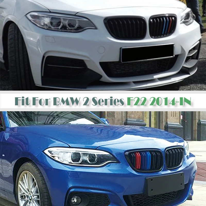 Painted Metal M2 ////// Tri Glosy Black Front Grille Fit BMW F22 F23 220i 228i