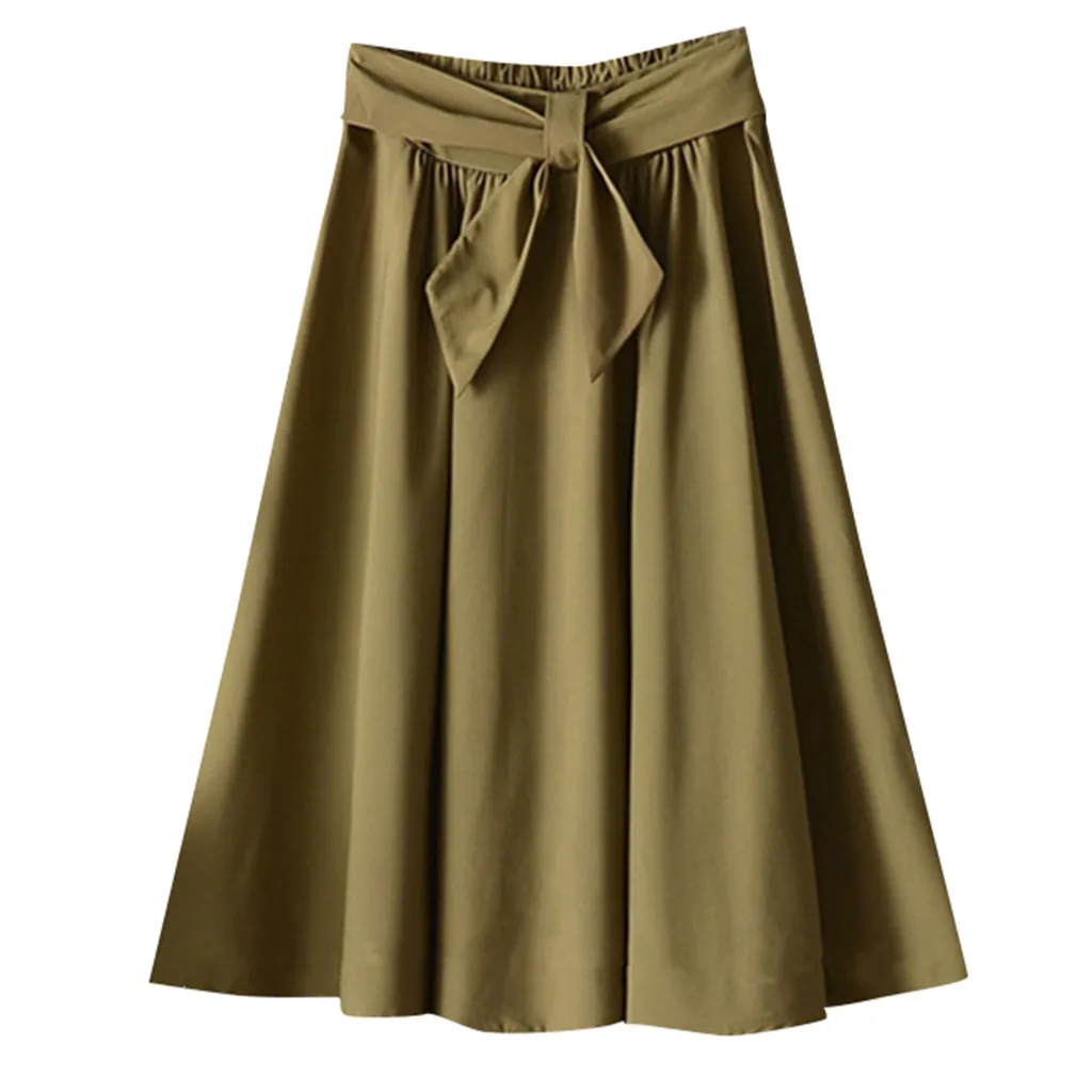 Женская юбка, женская мода, женские летние юбки с ремнем, школьная юбка трапециевидной формы, May24 - Цвет: GN