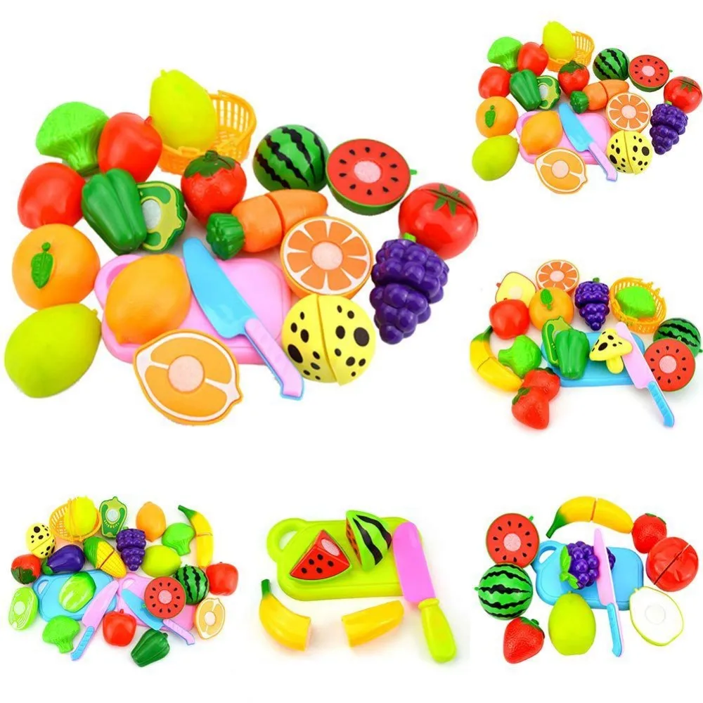 

12 Pcs/Set Fruit Vegetable Food Cutting Set Pretend Role Play Kitchen Food Toys for Kids Educational Toys Educational Toys