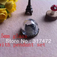 2013! 15 мм полукруглое стекло Коув флакон& 15 мм базовый кулон набор DIY стеклянный флакон кулон ювелирные изделия 100 компл./лот
