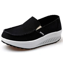 Хорошая летняя парусиновая женская обувь Повседневное слипоны Туфли без каблуков Мокасины модная женская обувь мягкая женская обувь на платформе плюс Размеры 25–61 p2e61