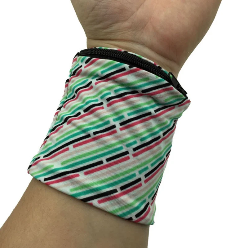 Reflective Zipper Pocket Wrist Support Wrap Straps Double Outdoor Fitness Cycling Sports Wristband Badminton Sweatband