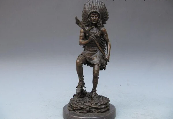 

fast shipping USPS to USA S1073 13.5 Art Pure Bronze Carved Africa tribeswoman Hunter pothunter cacique Statue