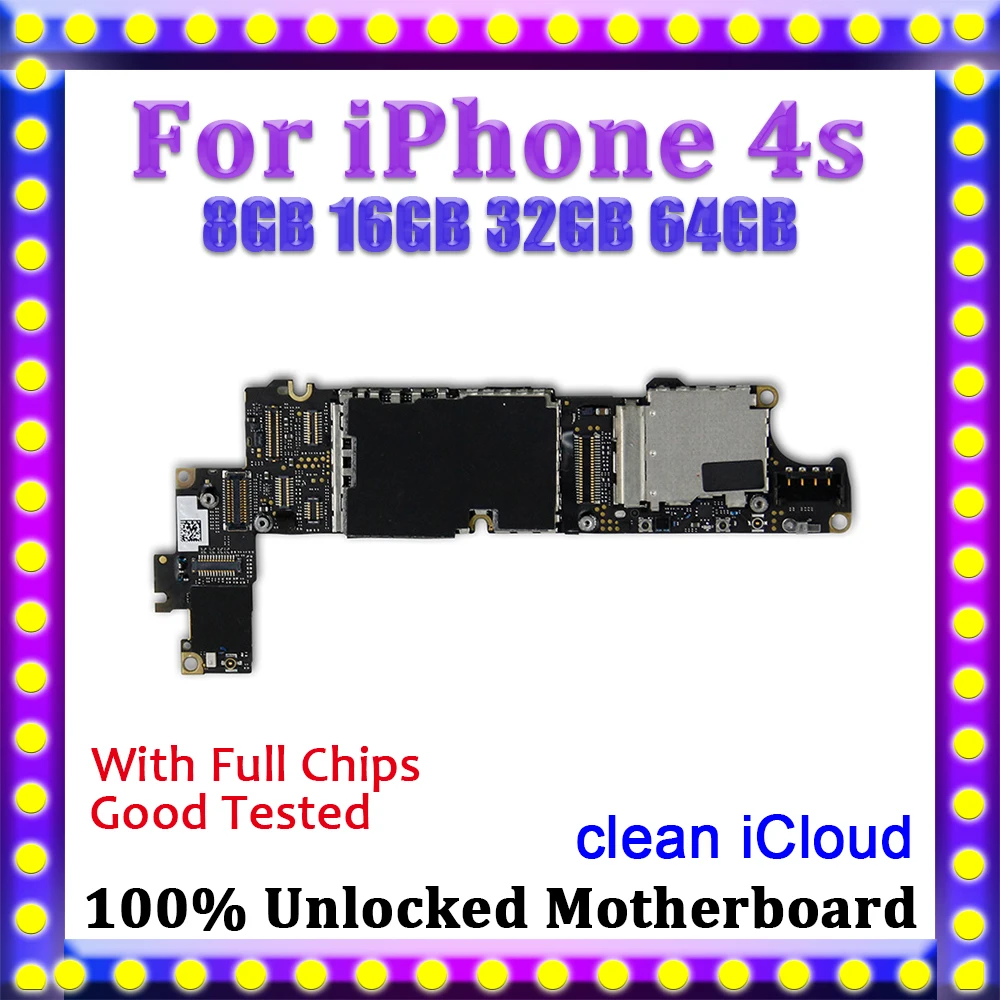 

100% Factory Unlocked For iPhone 4s Motherboard With IOS System,No iCloud Logic Board For iPhone 4s Mainboard,Free Shipping