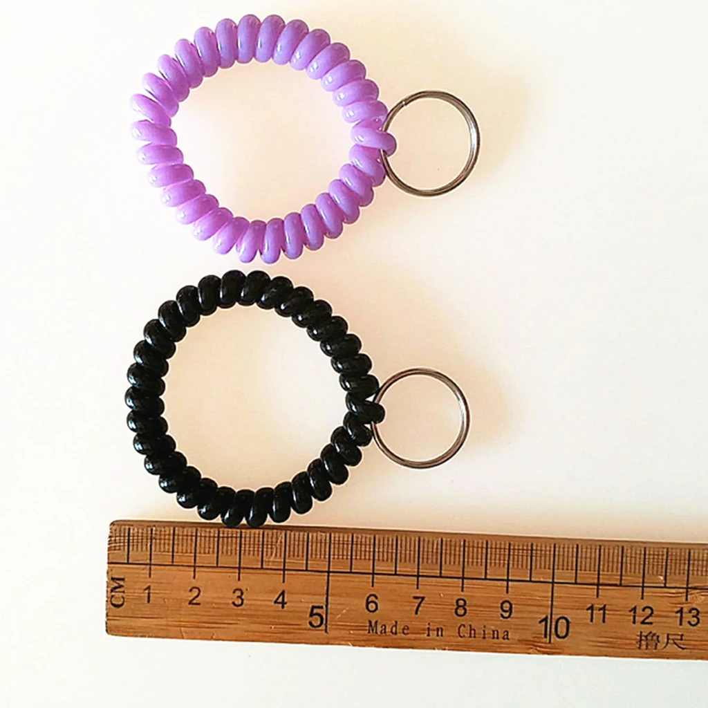 10Pcs Wrist Band Key Ring Chains Outdoor Sports Spiral Wrist Coil Keychains for Gym Fitness Running Scuba Diving Hiking Walking