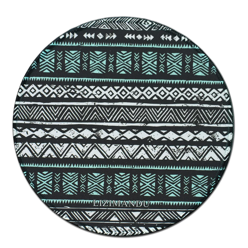 

Computer Round Mouse Mat Round Mice Pad White and Blue Bars Deep blue bar Palace Flowers   