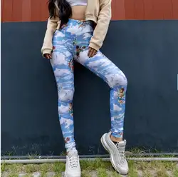 Тренд женские милые Амуре печати высокая талия легинсы для фитнеса, штаны 2018 модные молочные шелковые мягкие эластичные леггинсы для