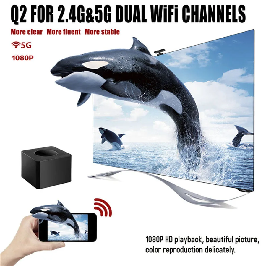 Q2 Mirroring Dongle 2,4G 5G двойной Wifi Дисплей Donplg 1080P HD HDMI AV видео приемник для Miracast AirPlay DLNA WINDOWS tv Stick