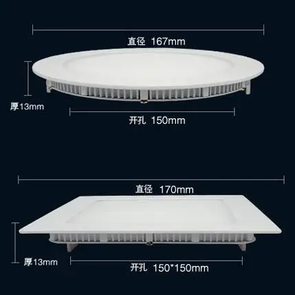 20 шт./лот 12 Вт светодиодные панели освещение потолочный светильник AC85-265V, теплый/холодный белый, освещение в помещении